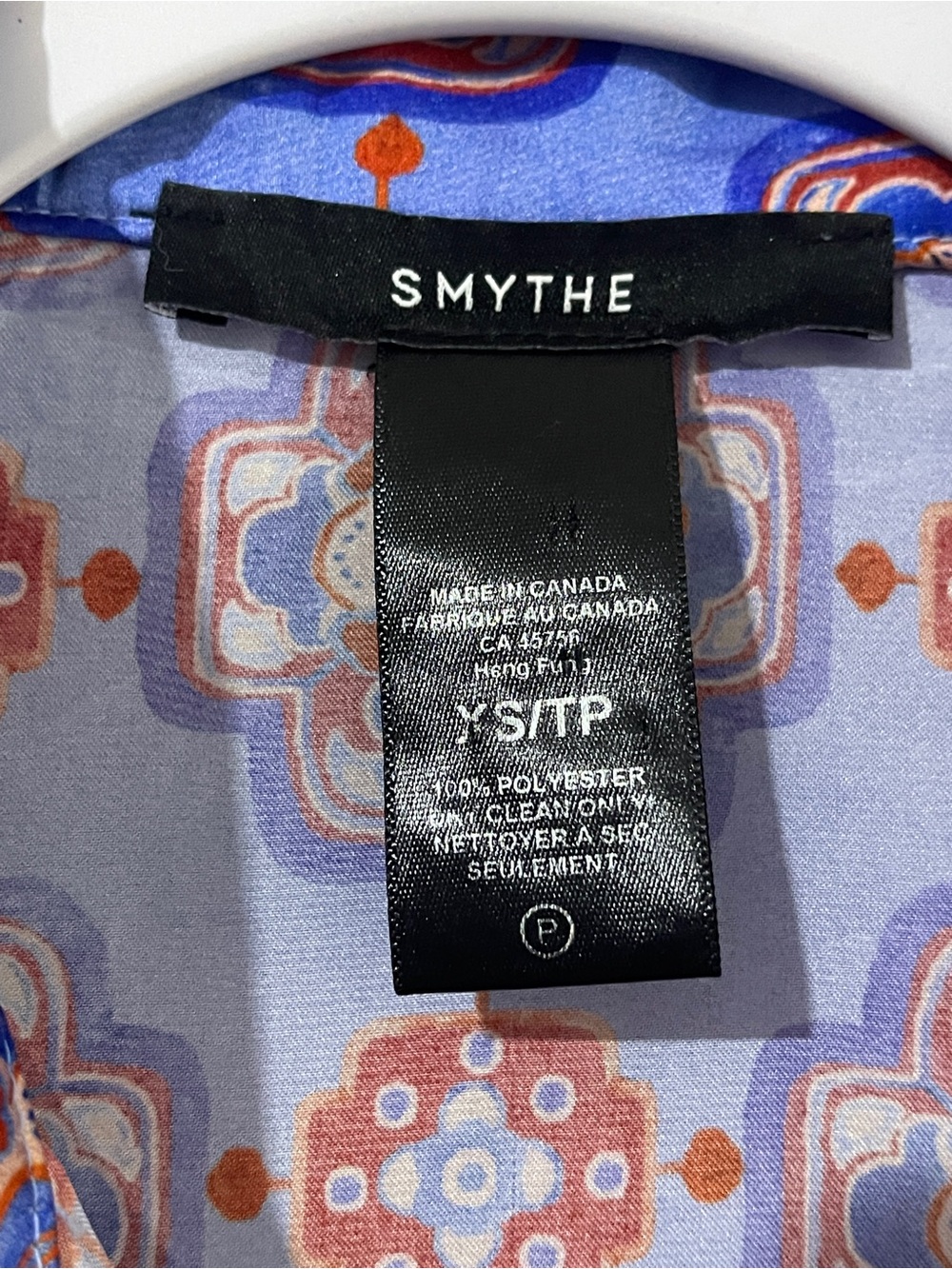 SMYTHE XS Iris Medallion Shirred Pocket Blouse Blue Tile Top - Picture 9 of 10
